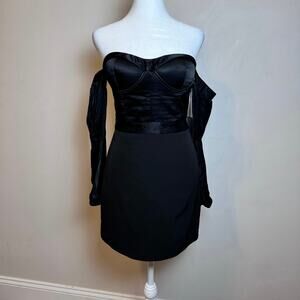 NBD Black Off-Shoulder Mini Dress